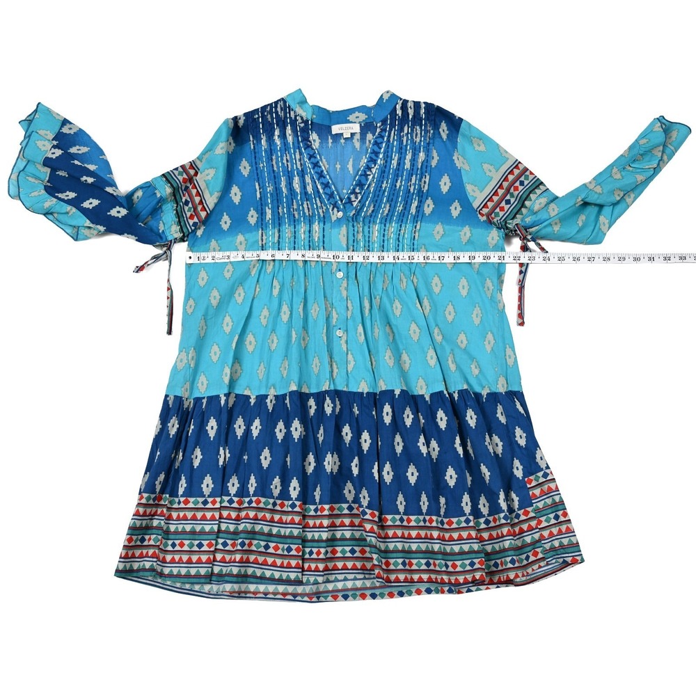Velzera Womens Size Large Bohemian Mini Dress Embroidered Boho Hippie Tunic Top - Picture 2 of 7